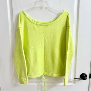 aerie Neon Yellow Drawstring Boatneck Sweatshirt